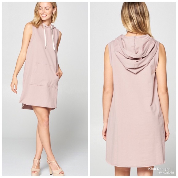 ❤️LAST 1! French Terry Raw Edge Hoodie Dress! - Picture 3 of 8